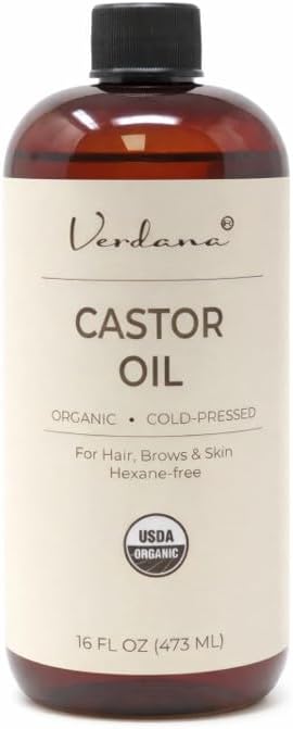 Organic Castor Oil, Cold Pressed & Hexane Free – For Hair & Scalp Care, Eyelashes, Eyebrows & Skin Moisturizing – USDA Certified, Pure & Natural – 16 fl oz