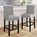 LSSBOUGHT Set of 2 Button-Tufted Fabric Barstools Dining High Counter Height Side Chairs (Seat Height: 24 inches, Gray)