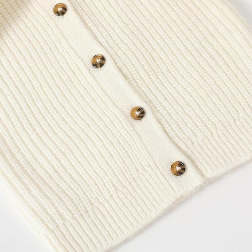 Girls' Button Knit Jacket, Soft and Warm, Round Neck Casual Sweater3