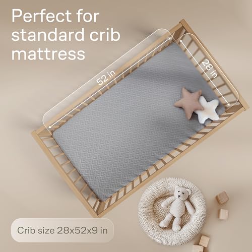 Image of Niagara 1 Pack Viscose Made from Bamboo 100% Waterproof Crib Mattress Protector, Soft Breathable Crib Mattress Protector with Deep Pocket, Crib Mattress Pad for Toddler and Baby (52x28, Gray)