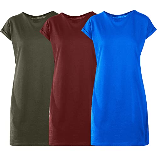 Kit com 03 Vestidos Camisetão Feminino Mulheres Alta Qualidade Super Estiloso – Aço - Vinho - Bege -