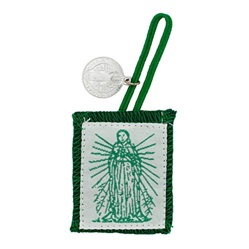 Green Scapular with Saint Benedict Medal | Immaculate Heart of Mary | for Cures, Healing, and Conversions | Great Catholic Gift