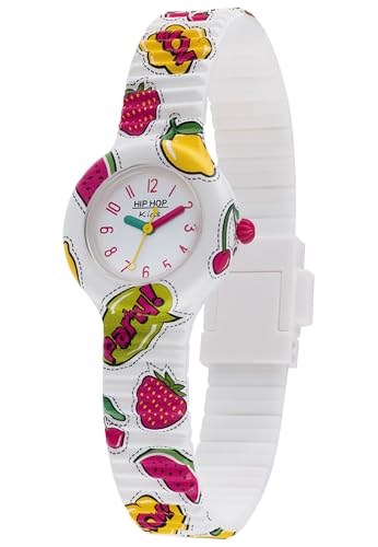 Hip Hop Orologio Solo Tempo Kids Fun, Orologio Per Bambini Bianco Con Stampa Frutta E Cinturino In Silicone Morbido Resistente All'acqua HWU1036-image