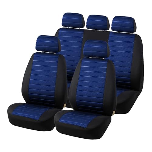 TOYOUN Ensemble de Housse Siege Voiture Bleu Housses Siège Auto Universelle Jeu Complet en Tissu Couverture de Siège de Voiture Couvre Sieges pour Avant et...