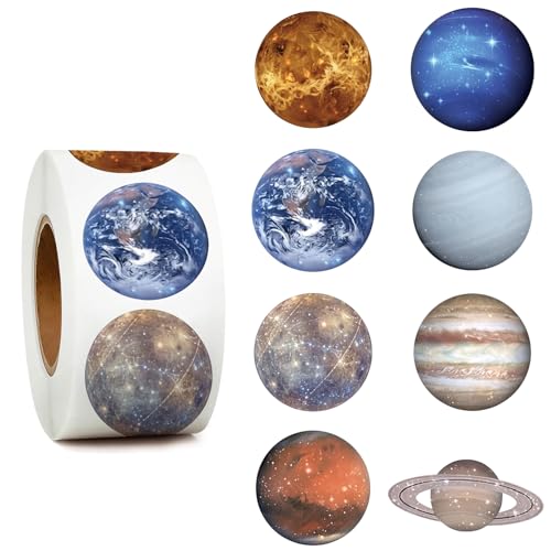 TQQBUU 1000Pcs Planet Stickers 1.5 Inch Solar System Stickers for Kids Science Educational Space Stickers for Boys Girls Teens Waterbottle Scrapbook Laptop Skateboard Computer