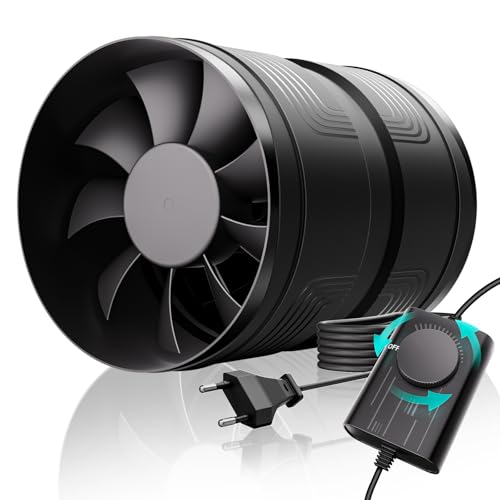 HG Power 150mm Rohrventilator Regelbar 587 m/h Rohrlüfter Inline Abluftventilator mit Überhitzungsschutz für Keller Growzelt Garage Küche Werkstatt Gewächshaus