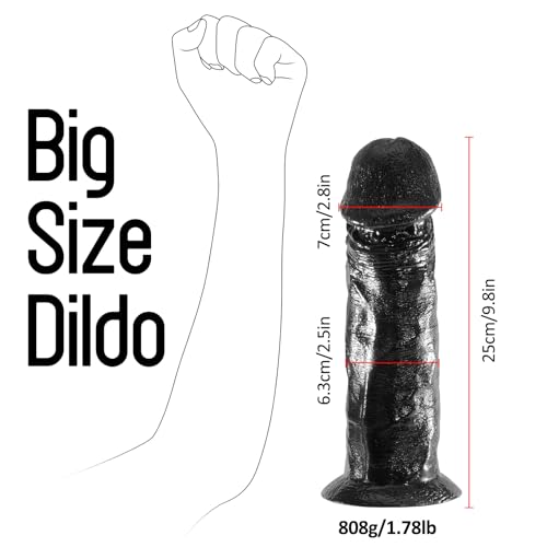 Image of 9.8 inch G-Spot Dildo Without Balls with Realistic Venis, 2.8'' Diameter Huge Thick Dildo with Suction Cup for Hands-Free and Anal Play, G-spot Giant Dildos Anal Sex Toys for Women Men