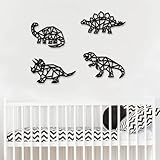 Zingoetrie Dinosaur Wall Decor Dino Geometric Wooden Wall Art Nursery Room Decorations for Baby Boys Girls Kids Bookshelf Bedroom Classroom Bathroom Playroom Living Room Modern Minimalist Design