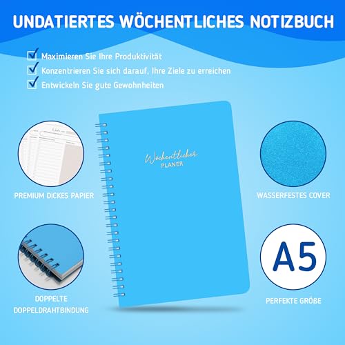 BIROYAL Undated Weekly Planner A5 Weekly Diary with To-Do List, Large Note Field - Image 3