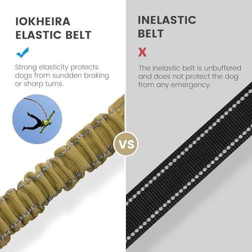 Image of IOKHEIRA Dog Seat Belt 3-in-1 Car Harness for Pets Adjustable Safety Seatbelt Nylon Reflective Bungee Fabric Dog Car Harness with Clip Hook Latch & Buckle, Swivel Zinc Alloy Carabiner (Green)
