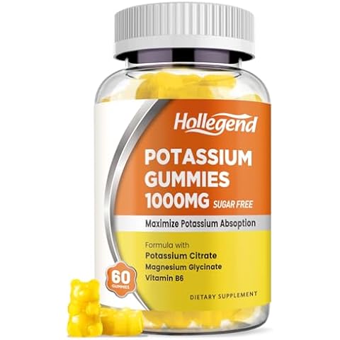 HOLLEGEND Potassium Gummies 1000mg, Maximize Potassium Absoption Blend with Vitamin B6 Magnesium, Potassium Citrate Supplement for Adults, Sugar Free, 60 Count Cover