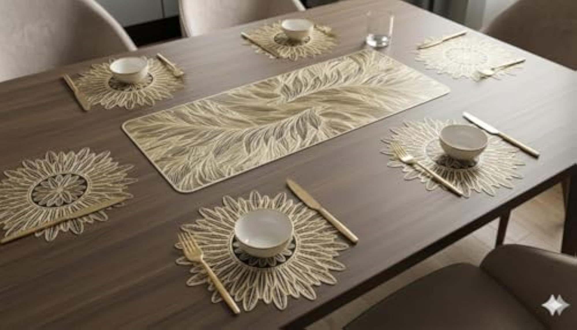 Combo Table Mat and Table Runner Set for Dining Table