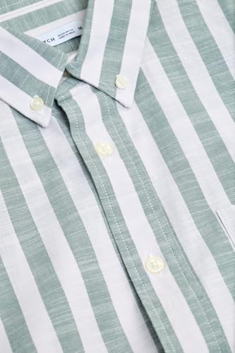 Image of SNITCH Men Casual Shirt | Regular Fit Long Sleeve Button-Down Collar Striped Pattern | 100% Cotton Breathable Fabric Smart Casual Summer Styling