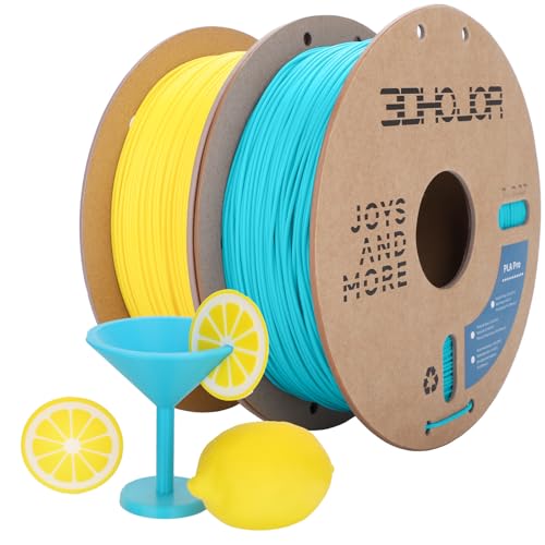 Image of 3DHoJor PLA Pro (Plus) Filament 1.75mm, 3D Printer Filament, 1kg*2 BundleCardboard Spool 3D Printing Filament, Dimensional Accuracy + /- 0.03 mm-Yellow+Light Blue
