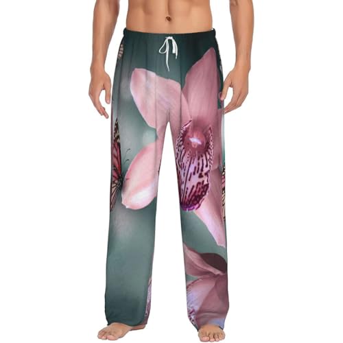 Pantalon de pyjama en flanelle premium homme au motif orchidée élégant et coupe confort