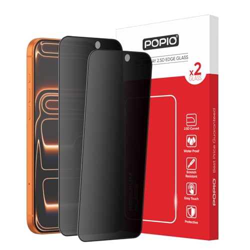 Image of POPIO Xtreme Privacy Pack of 2 Tempered Glass for iPhone 16 Pro Max / 17 Pro Max | 9H Hardness, Edge-to-Edge Coverage, Anti-Scratch, Anti-Spy