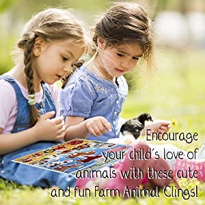 Farm Animals Gel Window Clings For Kids - Window Stickers For Toddlers, Animal Gel Clings Window Decals Kids Jelly Reusable Sticker - Home Car Plane Airplane Activities (Jesplay Usa) #TOP3