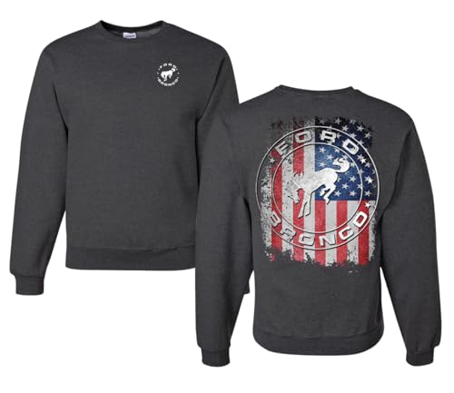 Wild Bobby US Flag Ford Bronco Cars and Trucks Front and Back Unisex Crewneck Sweatshirt