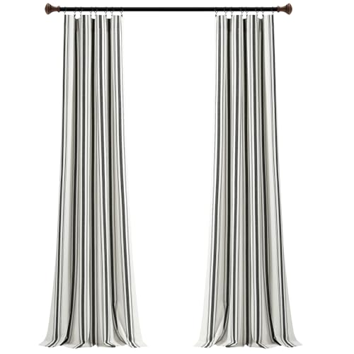 Lush Decor Farmhouse Stripe Yarn Dyed Eco-Friendly Recycled Cotton Window Curtain Panel Pair, 42" W x 95" L, Black - Classic Modern Rustic Charm - Eco Friendly Cotton Fabric by Lush Decor - Image 8