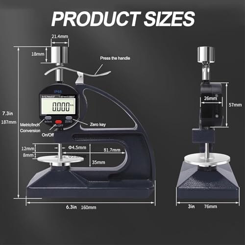 Calibrador Digital de Espesor 0-12.7mm con Pantalla LCD, Precisión de 0.001mm y Peso de Contacto Ajustable de 50g y 100g miniatura 2