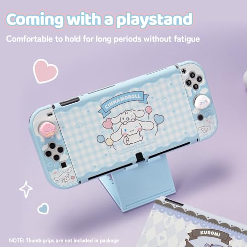 Image of Kuitmor Protective Shell for Switch OLED,Slim Cute Pattern Dockable Cover Case Compatible with Switch OLED,Anti-Scratch and Shock-Absorption Design Cover Skins for Joystick（Cinnamoroll）