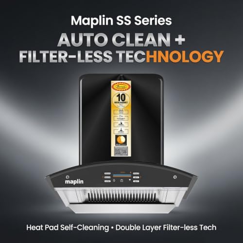 Image of Filterless Kitchen Chimney Model Regalia in 60 cm with DUCTLESS, Auto Clean Filterless, Voice Control (Black)