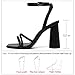 RIBONGZ Black Block Heeled Sandals for Women Chunky Prom Heels Square Open Toe Strappy High Heels Ankle Strap Wedding Bridal Shoes High Heel Sandals for Party Dress 7.5
