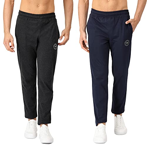 Image of Pepe Jeans Cotton Rich Solid Trackpant, Lounge Pant, Sportswear for Men - S (Pack of 2)