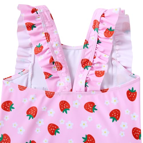 Image of RAISEVERN Baby Girls Swimsuit Ruffles Bathing Suits Cute Beach Sport Swimming Backless Summer One Piece Swimwear 2-7 Years