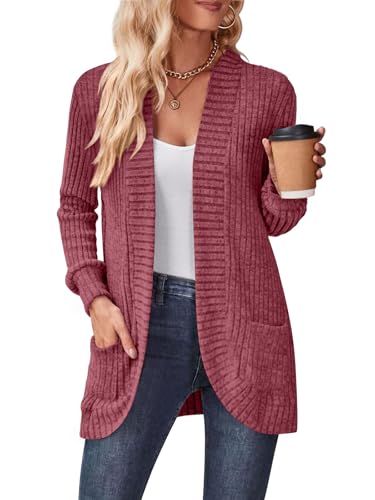 Image of DB MOON Womens Long Cardigan Sweater Lightweight Open Front Long Sleeve Outfits with Pockets