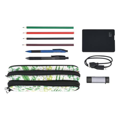 Image of ANANGTEE Green Cactus Llama Pencil Case for Teen Girls Boys Alpaca 10x5 | Large Capacity Cute Cacti Tote Bag School Stationery Accessory Zippers Pouch Office Organizers Soft Travel Pen Box Stationery