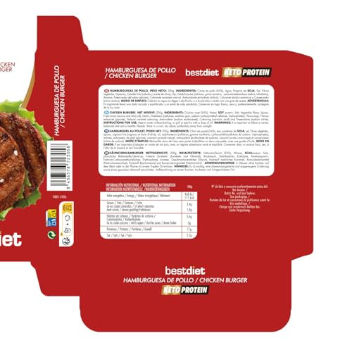 Keto Protein Bestdiet - Hähnchen-Burger mit hohem Proteingehalt - Packung mit 6 Einheiten (3 Schachteln) à 200g - Bestdiet