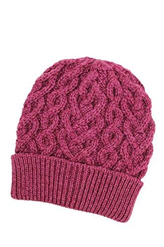 Aran Crafts Women's Irish Cable Knitted Wool Heart Pattern Hat (X4943-MAG) Magenta - Image 3