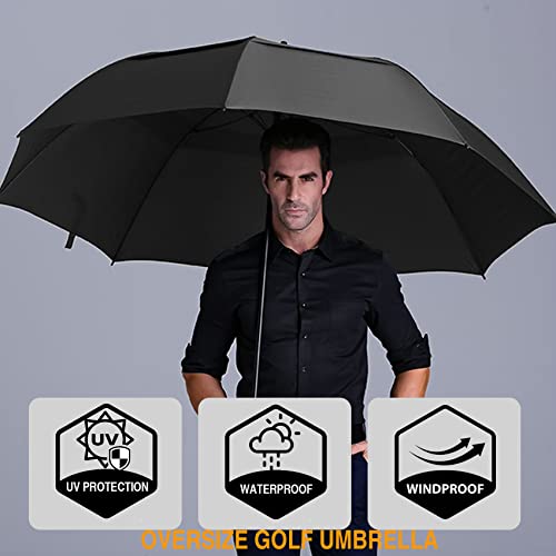 Siepasa Golf Umbrella Large 62/68/72 Inch Automatic Open Golf Umbrella Extra Large Oversize Double Canopy Vented Umbrella Windproof Waterproof For Men And Women.(Black, 62") #TOP5