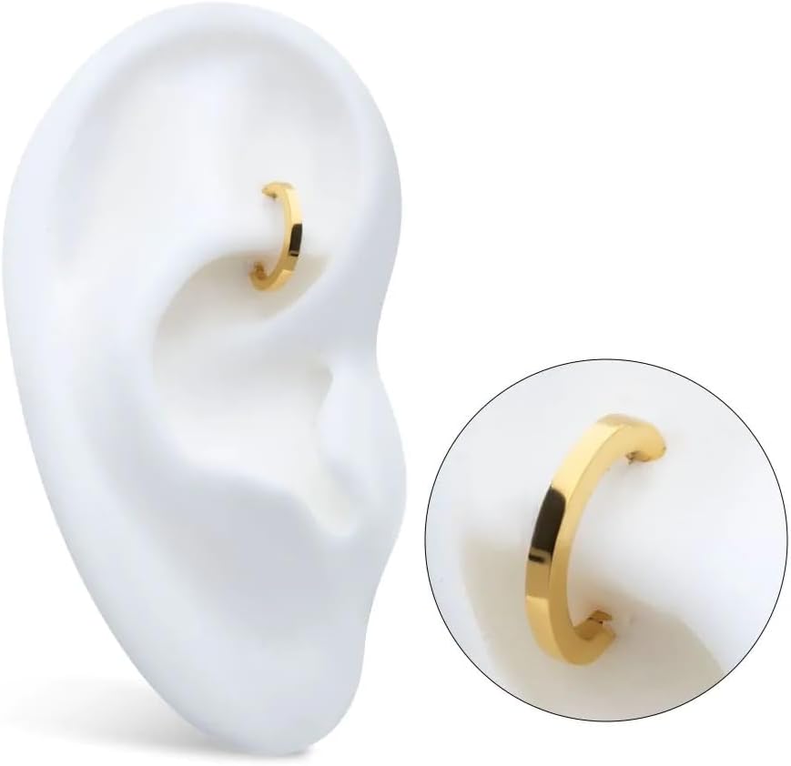 Pierced Owl 24KT Gold PVD ASTM F-136 Implant Grade Titanium Oval Shaped Hinged Segment Clicker Ring - Image 5