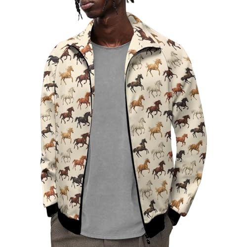 Image of Men's Lightweight Jackets Casual Full Zip Fleece Jacket Men Coats Fashion Long Sleeve Sweatshirt