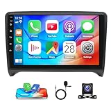 4+64G Android 14 Double Din Car Stereo for Audi TT MK2 2006-2014 Upgrade Car Radio w/Wireless Carplay Android Auto 9" Touch Screen GPS Navi Head Unit Bluetooth WiFi FM/RDS/SWC Backup Camera Mic - Image 2
