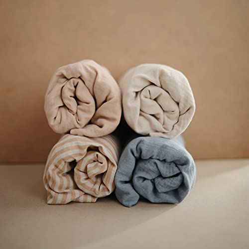 Mushie Extra Soft Muslin Fitted Changing Pad Cover (Natural Stripe) #TOP1