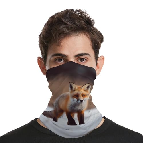 Gorro de cuello para hombre y mujer con diseño de zorro adorable, balaclava impermeable, mascarilla facial transpirable, pañuelo protector solar, cubreboca, pañuelo para la cabeza para esquiar, caminar, ciclismo miniatura 4