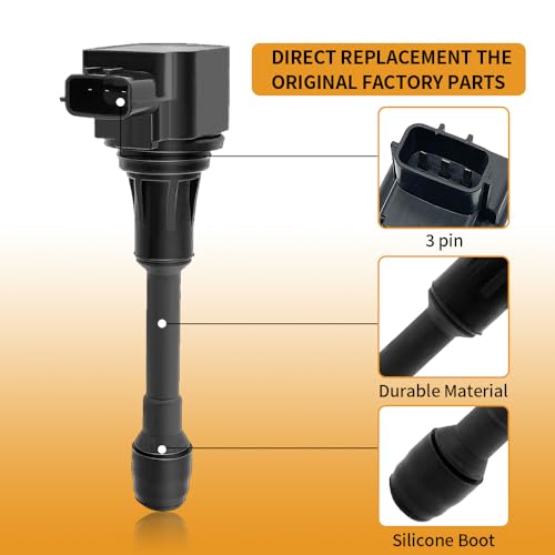 Image of UF550 Ignition Coil Pack & Spark Plugs Compatible with Nissan 350Z Altima Maxima Murano 2019-09 Pathfinder /Infiniti EX35 FX35 G25 G35 JX35 M35 Q50 Q70 QX60 3.5L V6 Replace# C1670 GN10224 22448-JA10C
