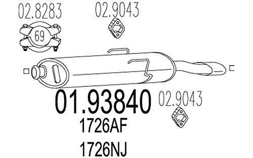 Tłumik końcowy MTS 01.93840 D: 720 mm