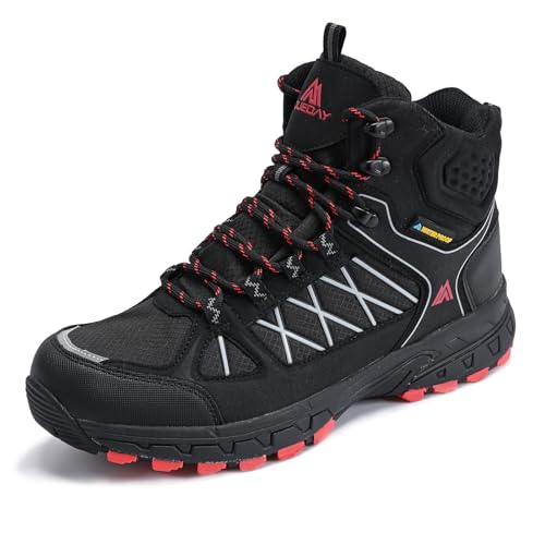 Queday Men's Hiking Boots Waterproof Outdoor Lightweight Trekking Shoes Ankle High Boots