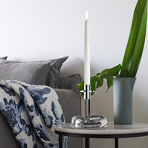Sophinique Silver And Lucite Twisted Pretzel Candlestick Holder(2Pcs),Twisted Acrylic Candle Holder, Decorative Candle Stand,Acrylic Taper Candle Holder,Clear Pillar Candle Stand (Silver) #TOP5