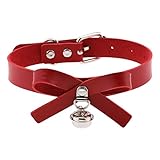 eYLun Women Goth Leather Choker Bow-Knot Collar Girl Punk Adjustable Gothic Collar Necklaces Red