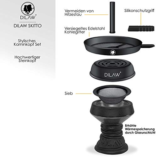 DILAW® SKITTO X Shisha Set Hookah Aluminium Alu 85cm Wasserpfeife Kaminkopf Komplettset Molassefänger Silikonschlauch… – Bild 4