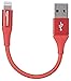 Amazon Basics Double Braided Nylon Lightning to USB Cable, Advanced Collection, MFi Certified Apple iPhone Charger, Red, 4 Inch
