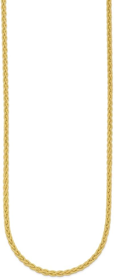 Diamond2Deal 18K Gold Brushed and Textured 2.8mm Solid Wheat Chain Necklace 16" to 30" Neck Jewelry Men, 31.6 gram
