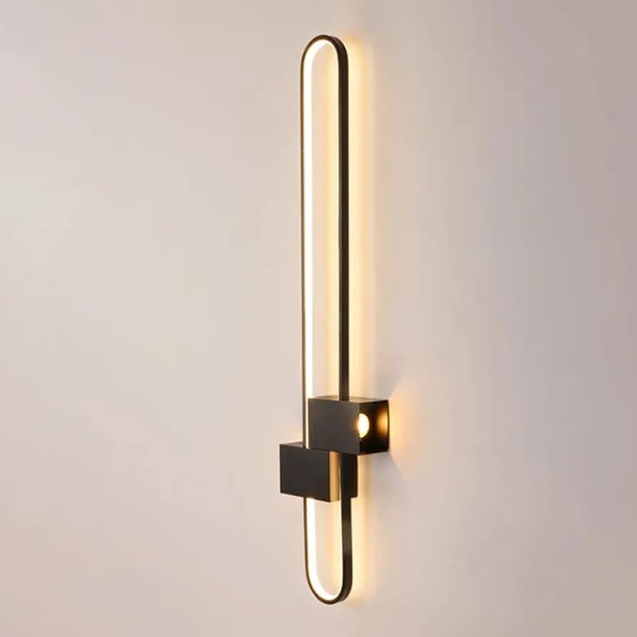 Image of Glowave Modern Black Oblong LED Long Tube Wall Light for Bedroom Bedside Living Romm Hallway - Tricolour | Warm White, White, Natural White | (600mm)
