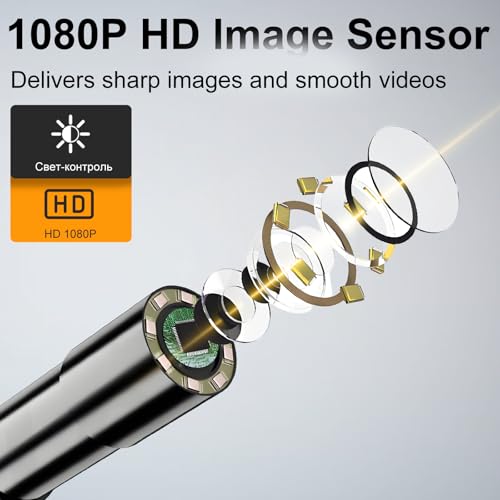 Cámara Endoscópica Industrial con Pantalla HD de 4.3'', Cámara de Inspección Borescopio 1080P con 8 Luces LED, Alcance Impermeable IP67 para Automotriz, Tuberías, Paredes y Drenajes (5M (16.4FT)) miniatura 3