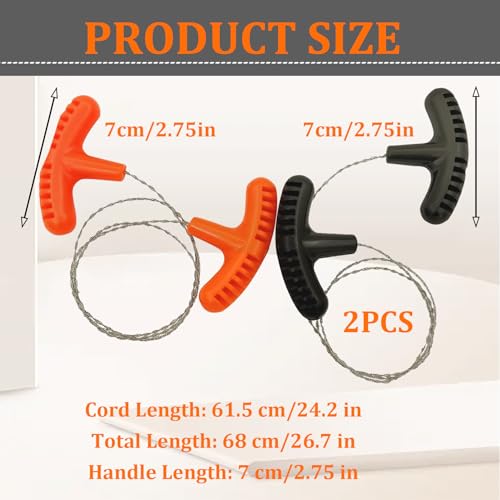 2 stuks roestvrijstalen handdraadzaag, 68 cm lengte, zakkettingzaag, pvc-buis, draagbare multifunctionele uitrusting voor outdoor noodgevallen - Afbeelding 3